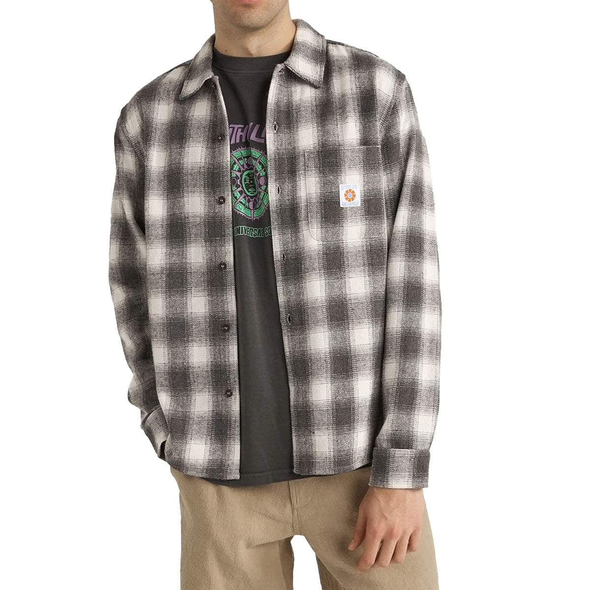 Rhythm Plaid Long Sleeve Flannel Shirt - Ash image 1