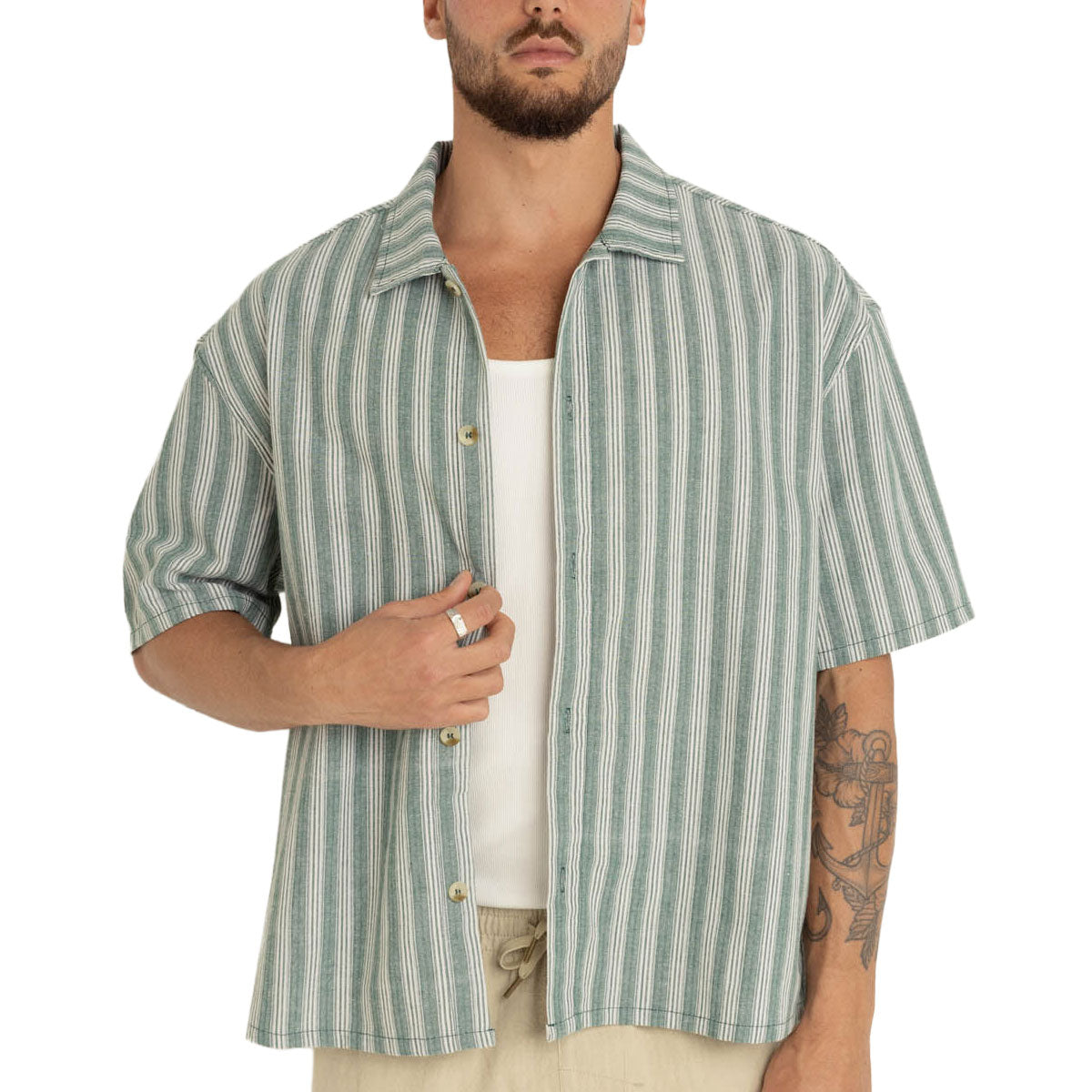 Rhythm Butcher Stripe Relaxed Shirt - Teal image 1