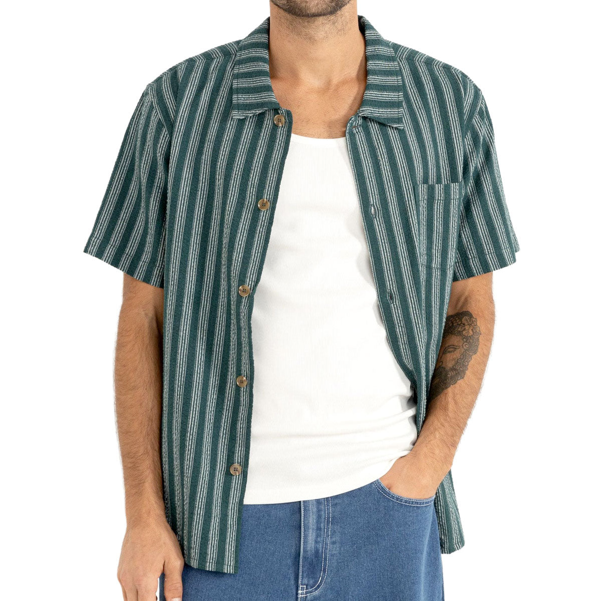 Rhythm Eli Stripe Shirt - Teal image 1