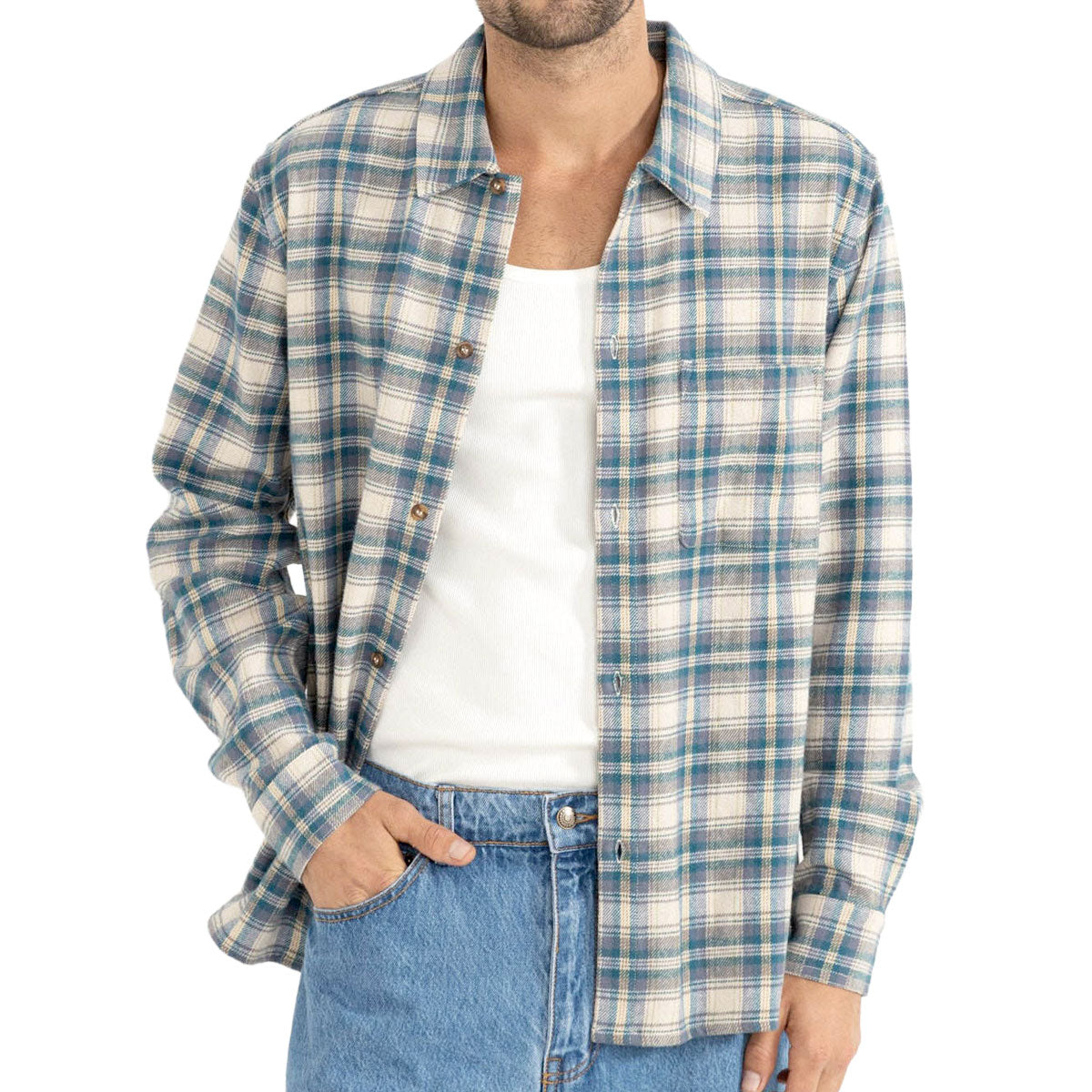 Rhythm Sur Long Sleeve Flannel Shirt - Natural image 1