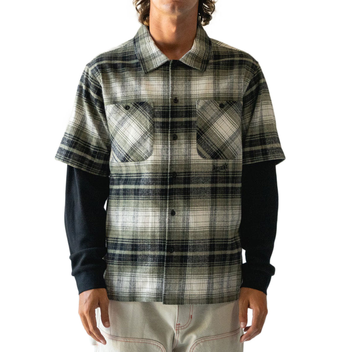 Welcome Lair Woven Plaid Thermal Shirt - Olive
