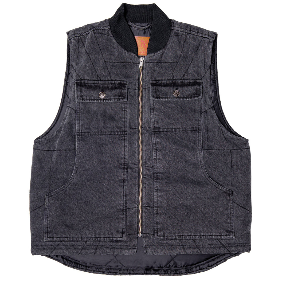 Hoddle Zip Up Carpenter Vest Jacket - Black Denim Wash – CCS