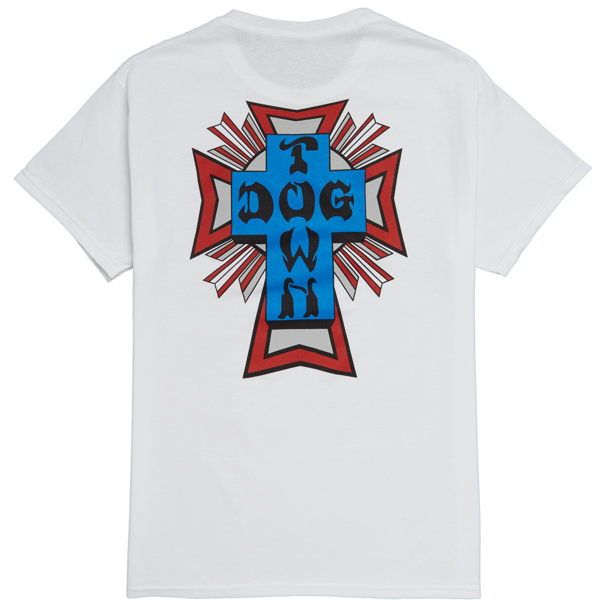Dogtown Cross Logo T-Shirt - White/Red/Blue/Grey image 1