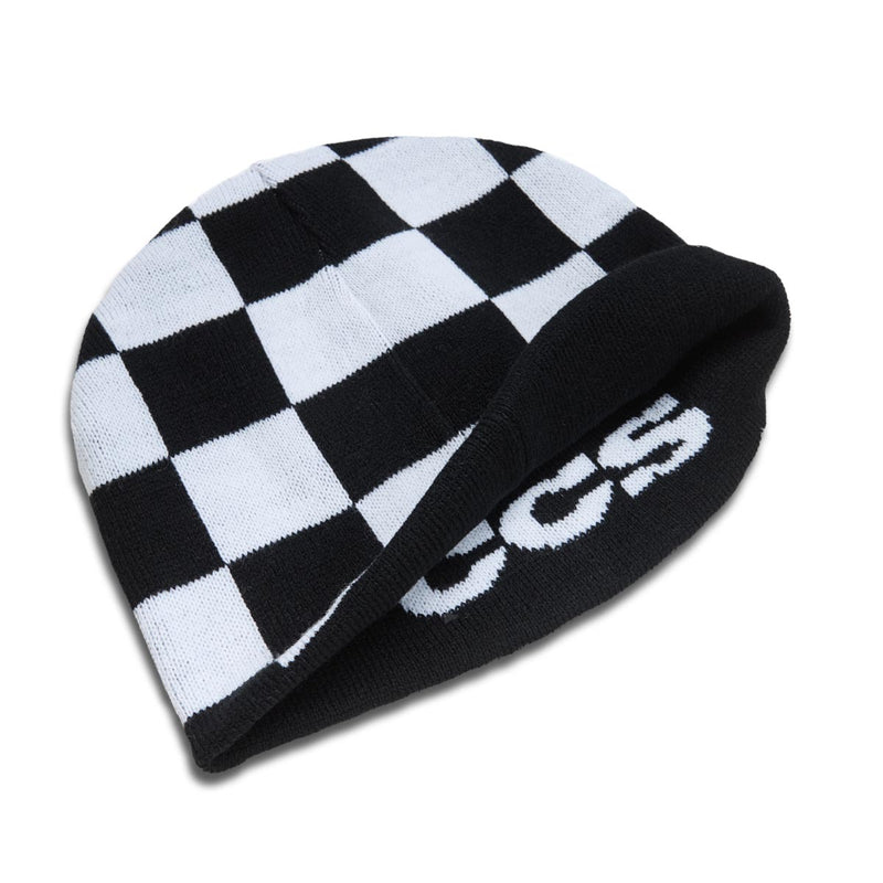 CCS Reversible Checkerboard Skully Beanie - Black/White