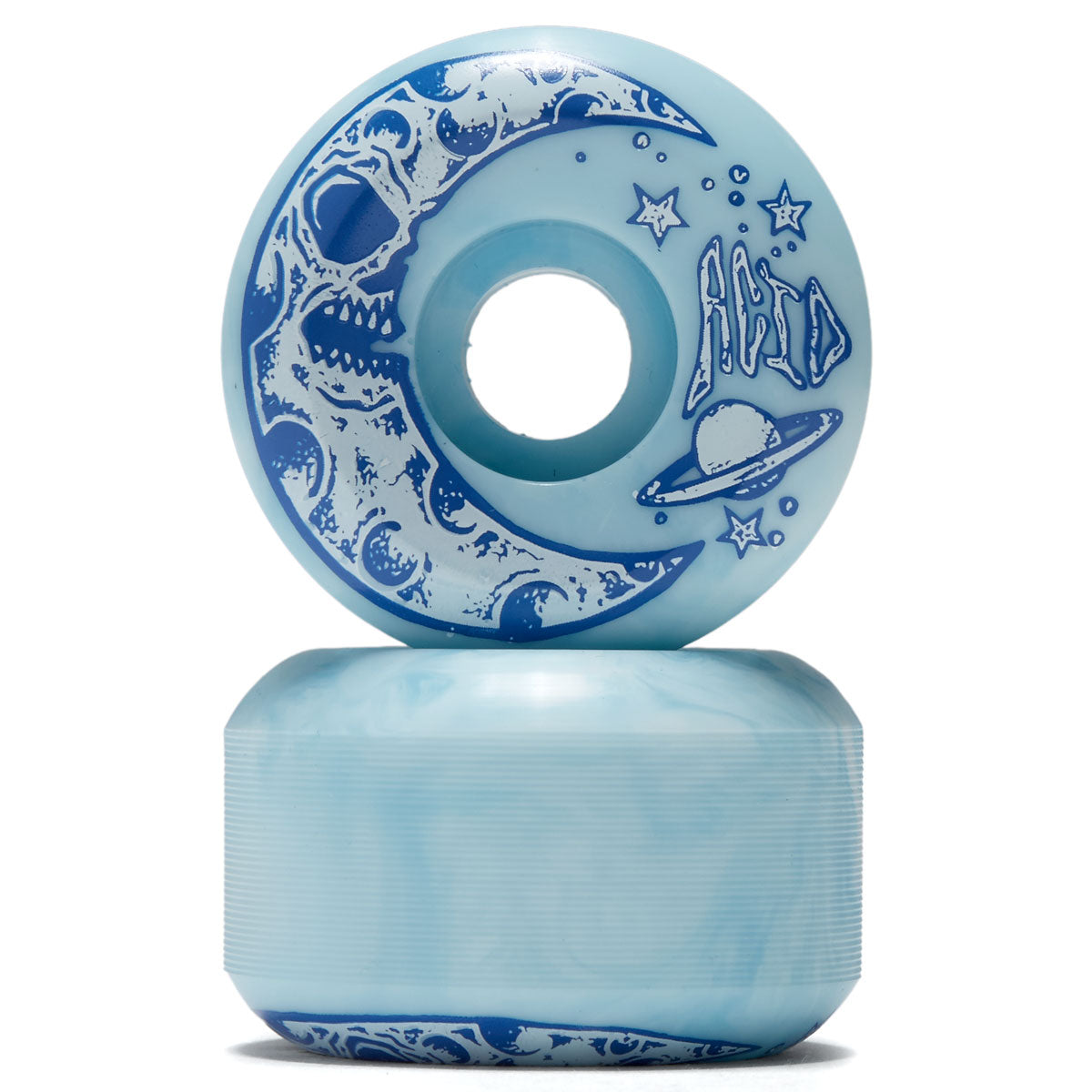 Acid Moon Type A 99a Side Cut Skateboard Wheels - Blue/White Swirl - 54mm image 2