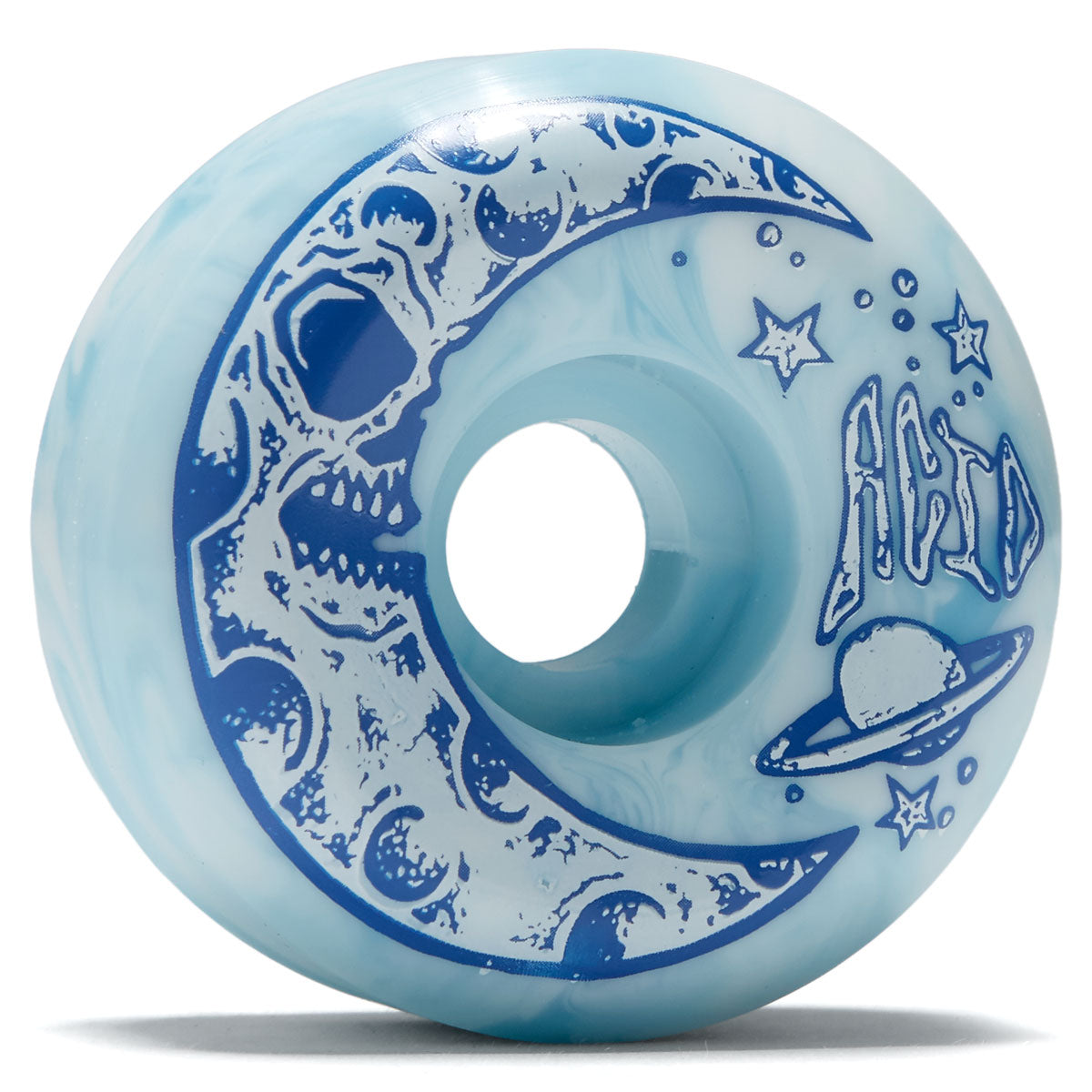 Acid Moon Type A 99a Side Cut Skateboard Wheels - Blue/White Swirl - 56mm image 1