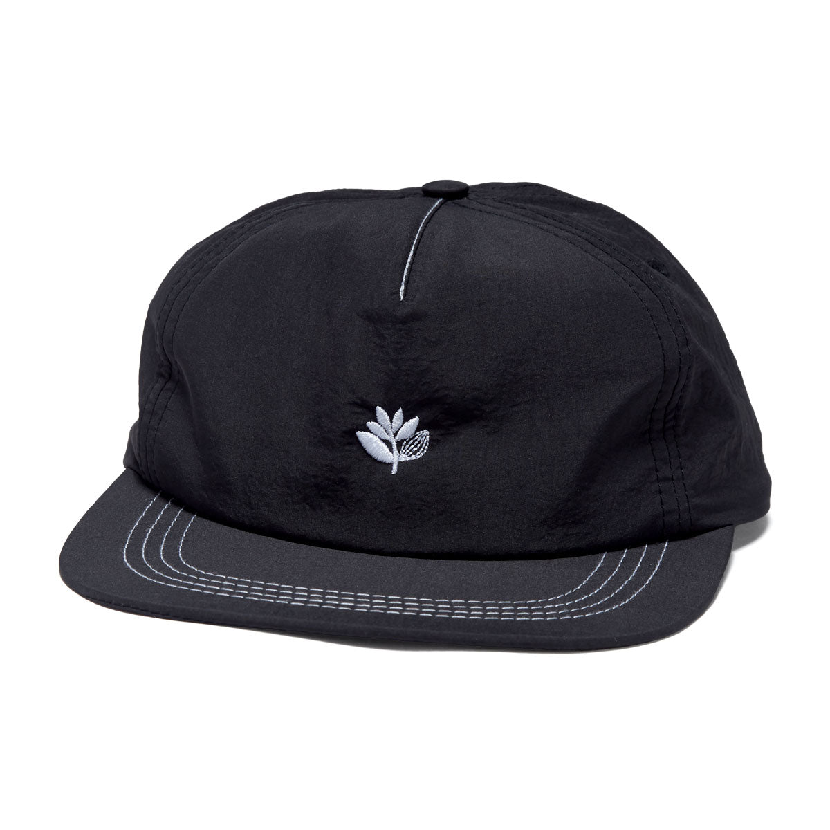 Magenta Plant Nylon Snapback Hat - Black image 1