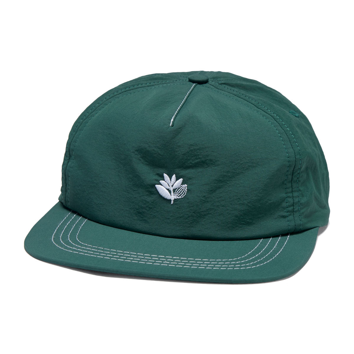 Magenta Plant Nylon Snapback Hat - Forest Green image 1