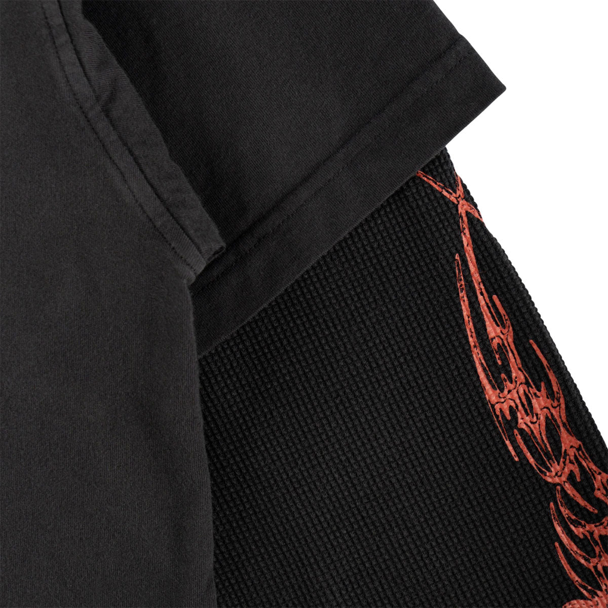 Welcome Caste Layered Long Sleeve Knit Shirt - Black/Red image 3