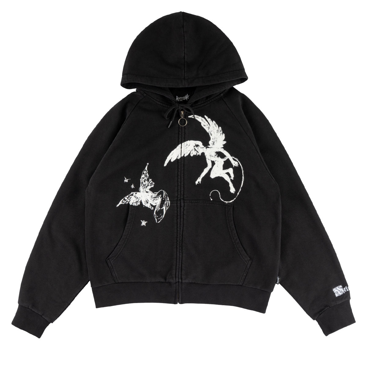 Welcome Duality Cropped Zip Hoodie - Black image 1