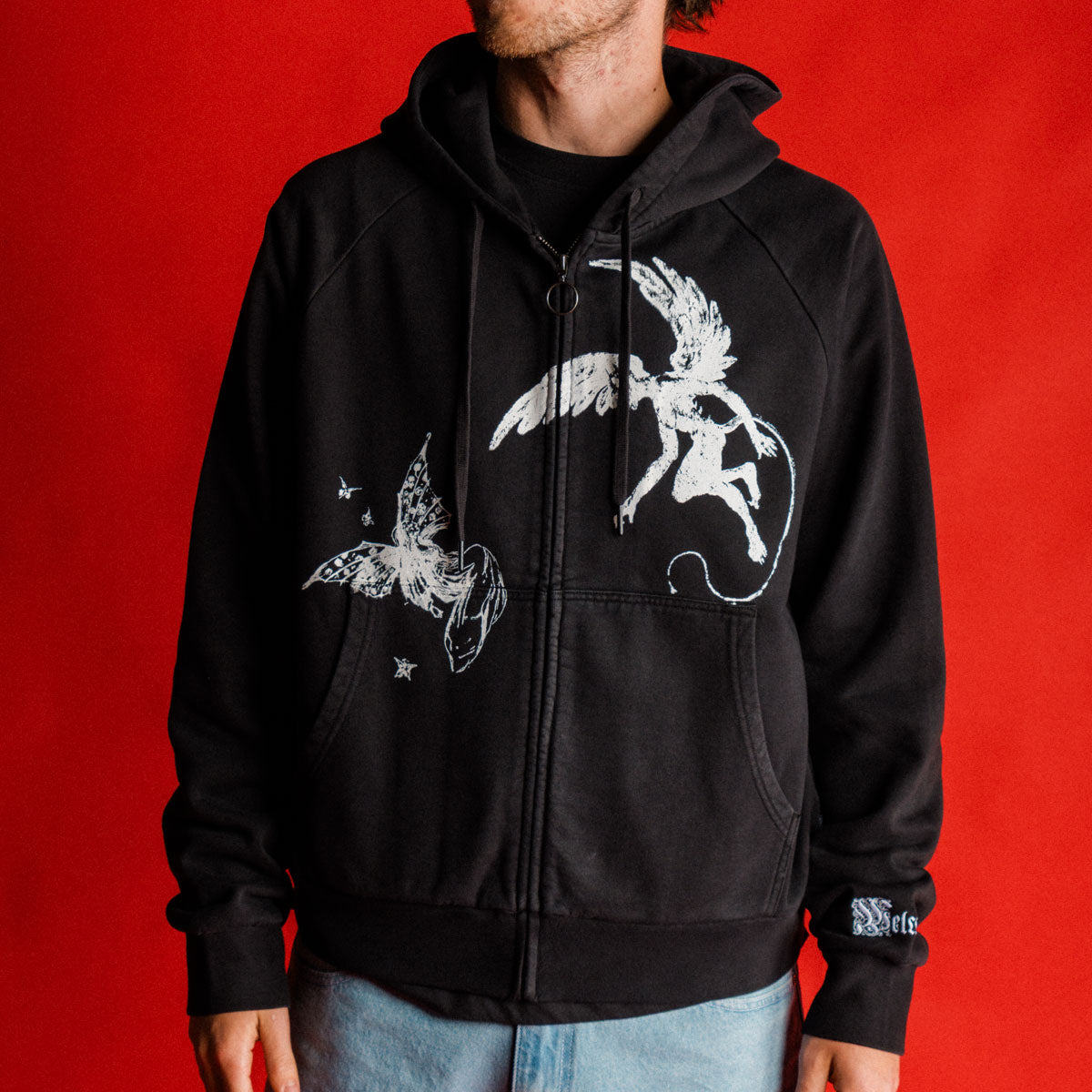 Welcome Duality Cropped Zip Hoodie - Black image 2