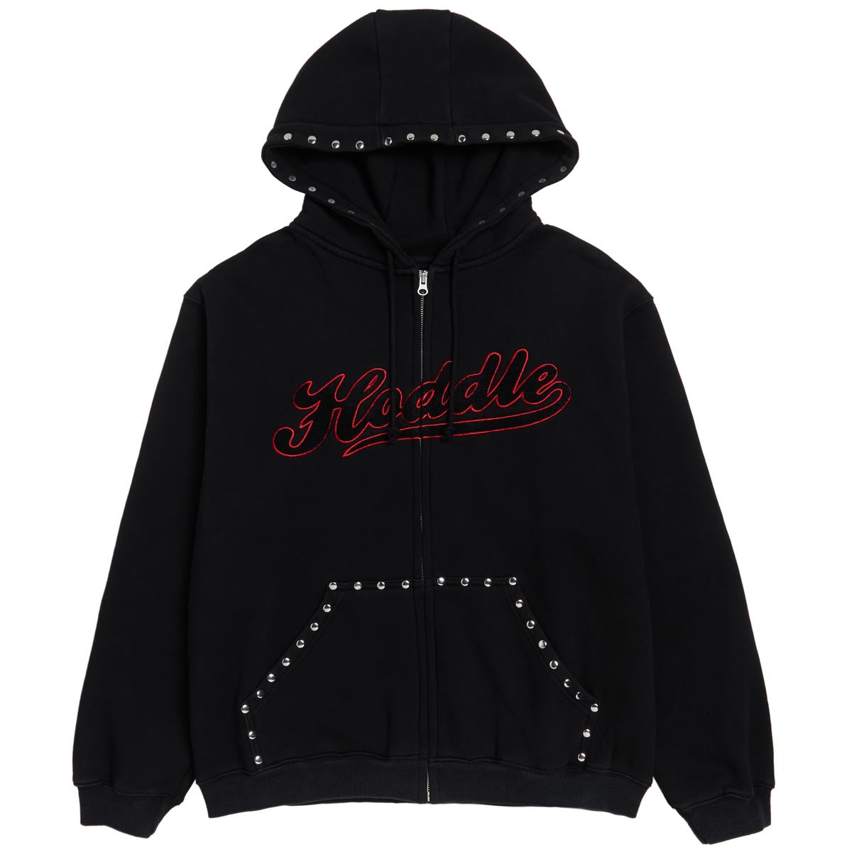 Hoddle Intarsia Script Zip Up Hoodie - Black – CCS