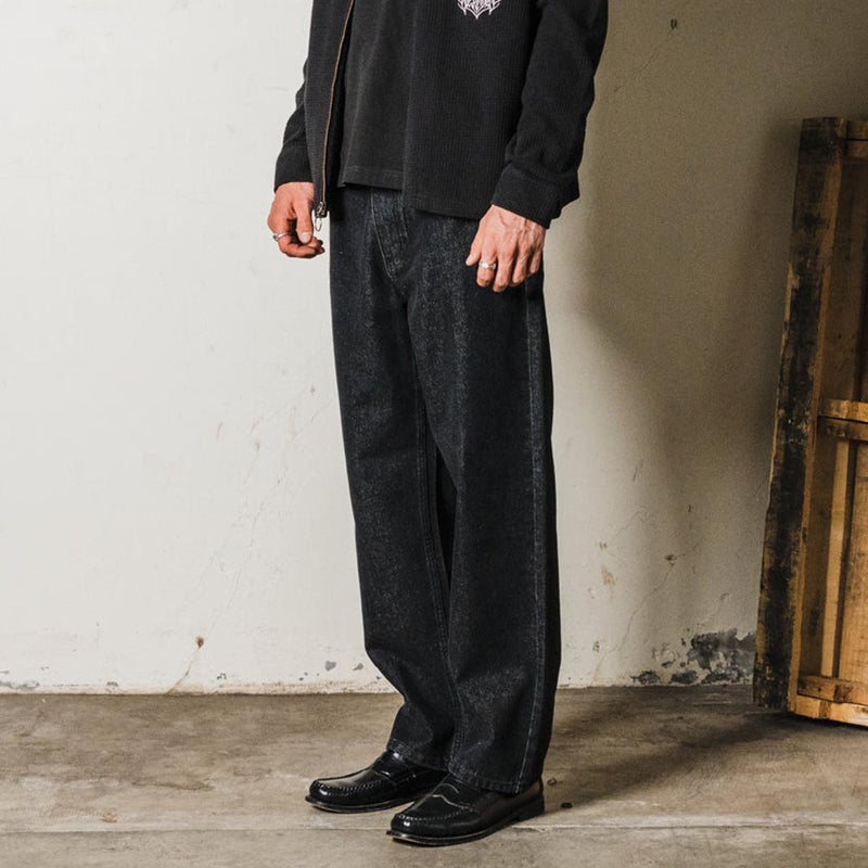 Welcome Immortal Loose Straight Denim Jeans - Washed Black