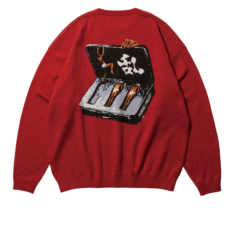 Evisen Mountain High Jacquard Crewneck Sweatshirt - Brick