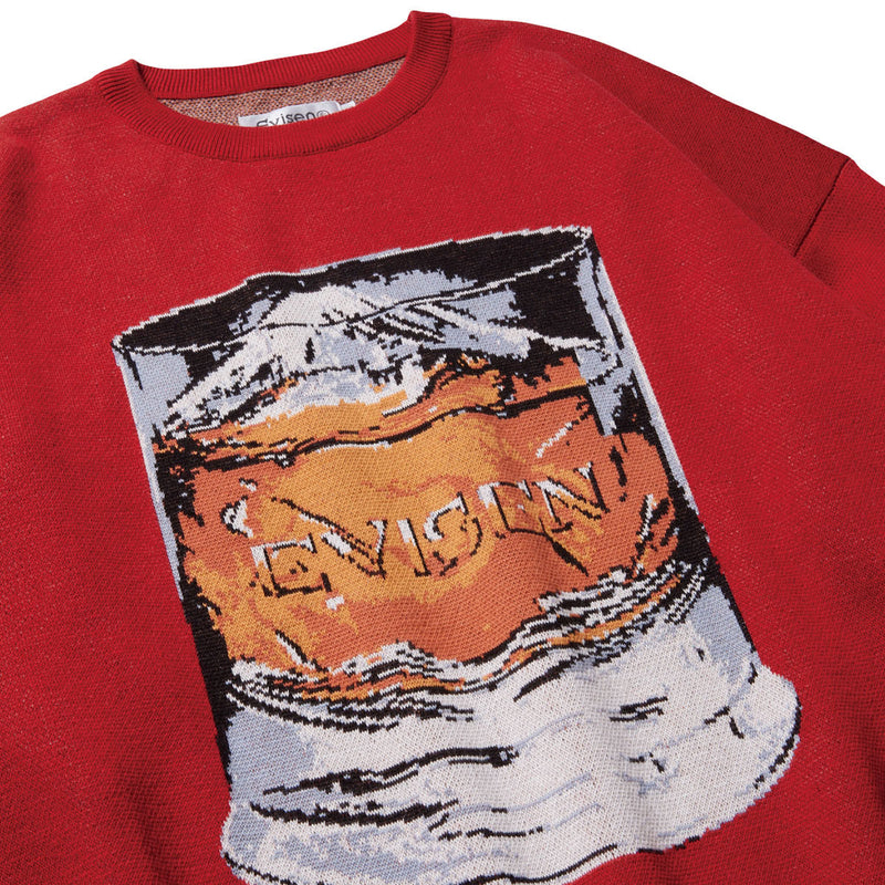 Evisen Mountain High Jacquard Crewneck Sweatshirt - Brick