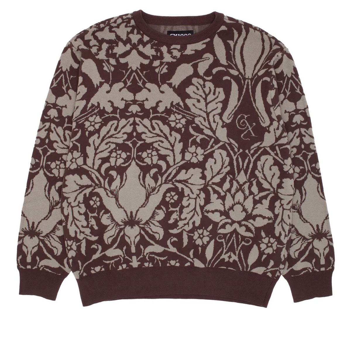GX1000 Jacquard Knit Floral Sweatshirt - Brown image 1
