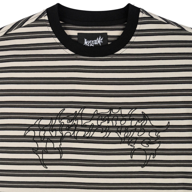 Welcome Concrete Striped Knit T-Shirt - Grey