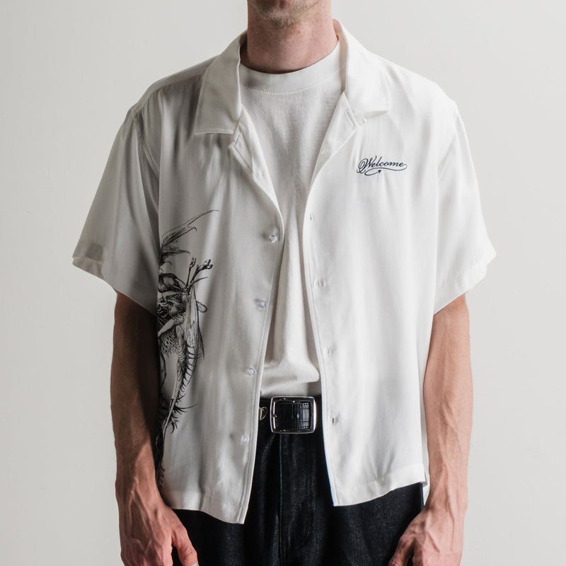Welcome Torment Printed Linen Shirt - White