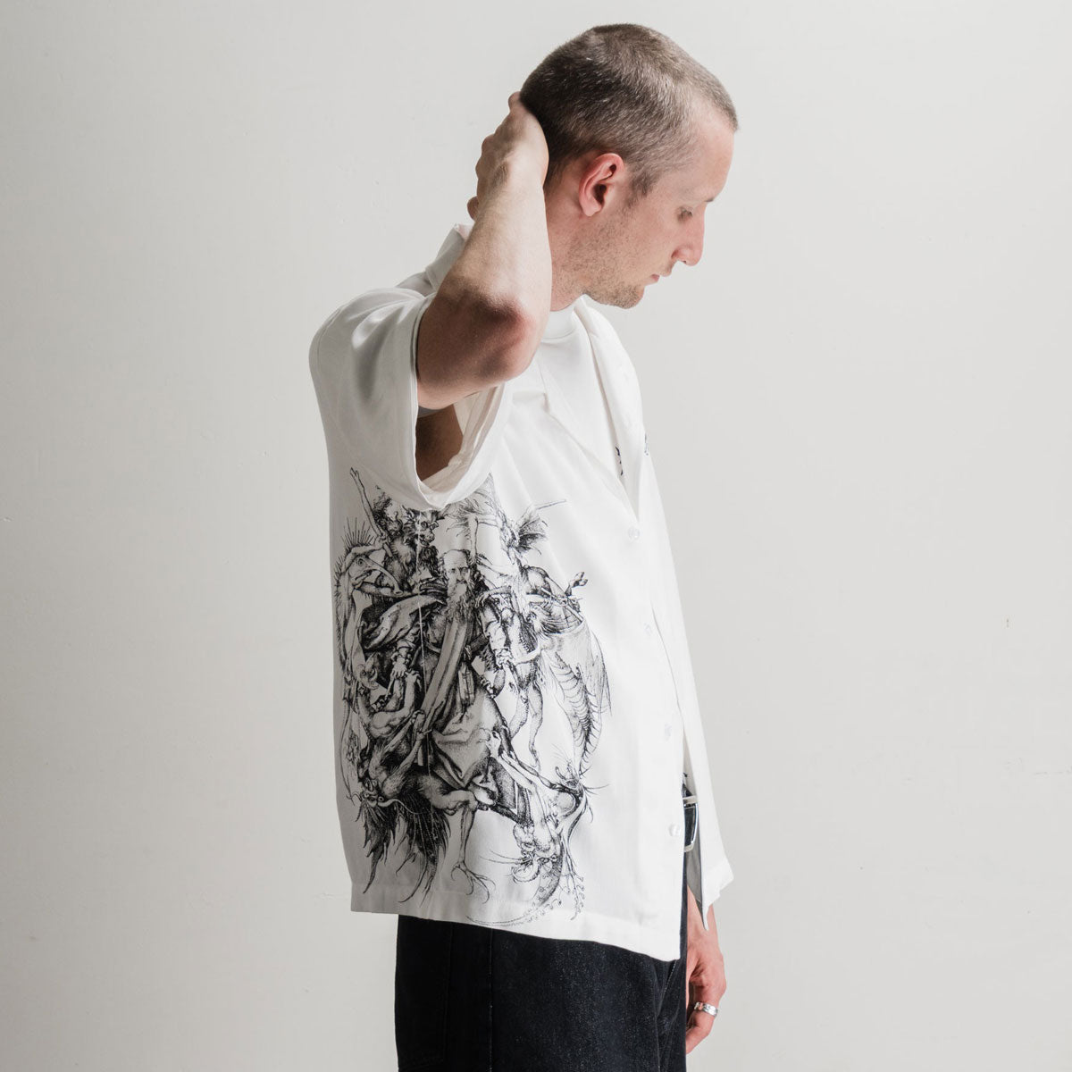 Welcome Torment Printed Linen Shirt - White image 6