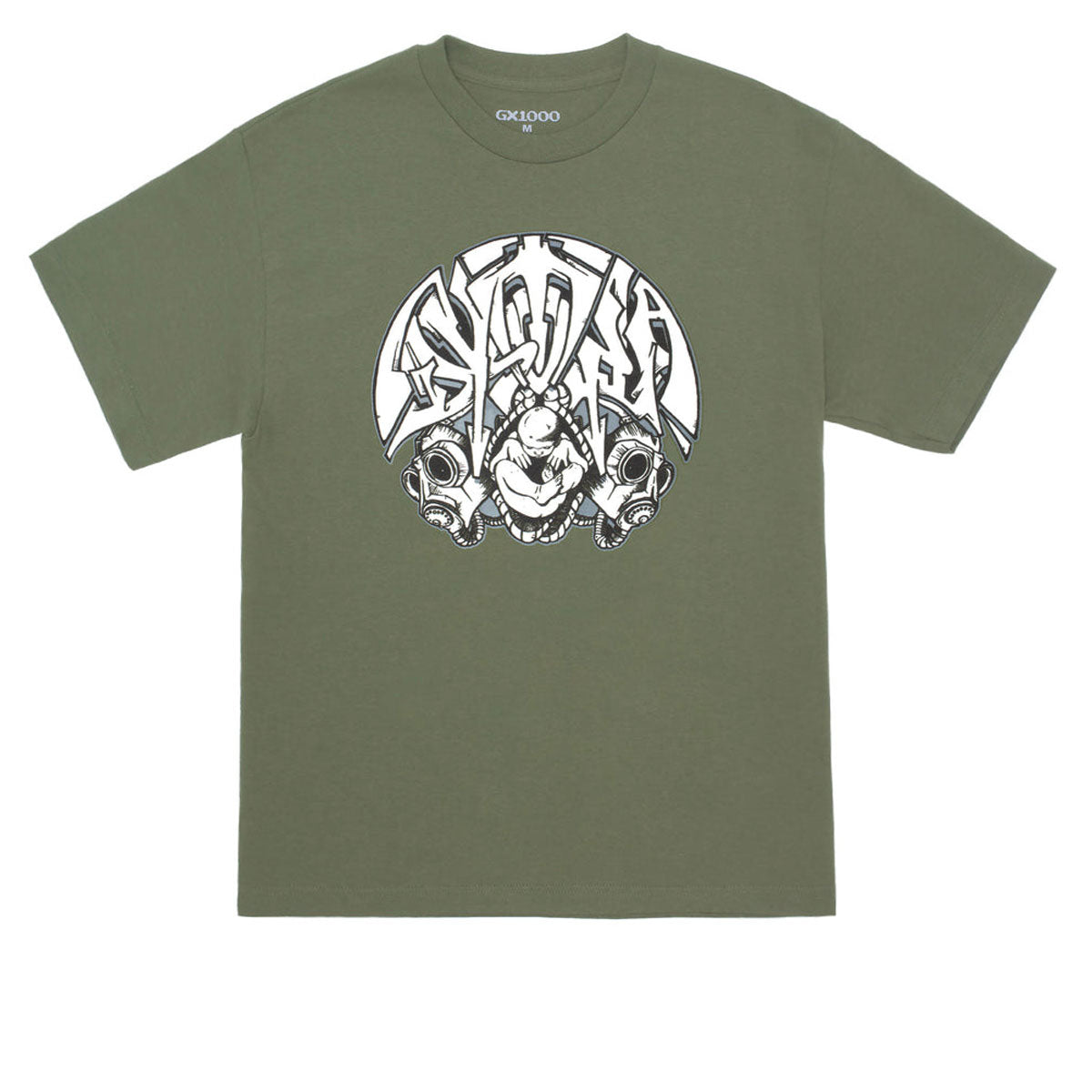GX1000 Dystopia Gas Mask T-Shirt - Military Green image 1
