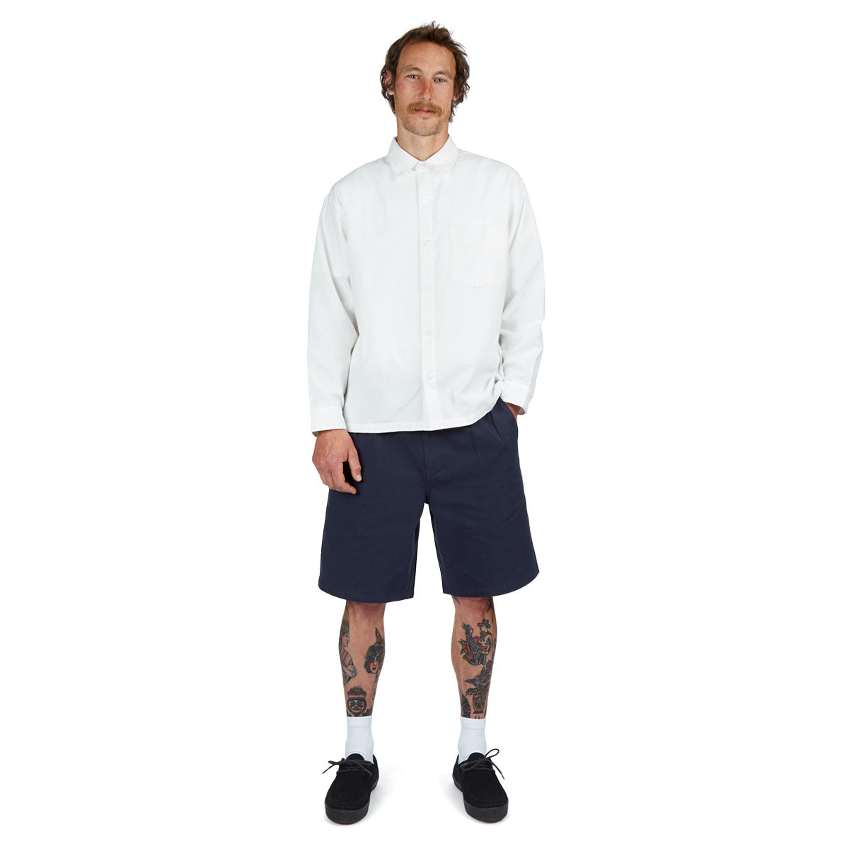 CCS Pleated Chino Shorts - Navy image 4