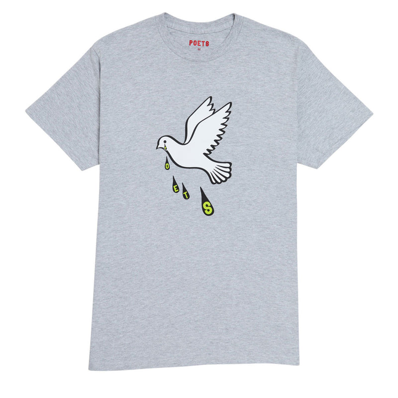Poets Message Dove Screened T-Shirt - Graphite Grey