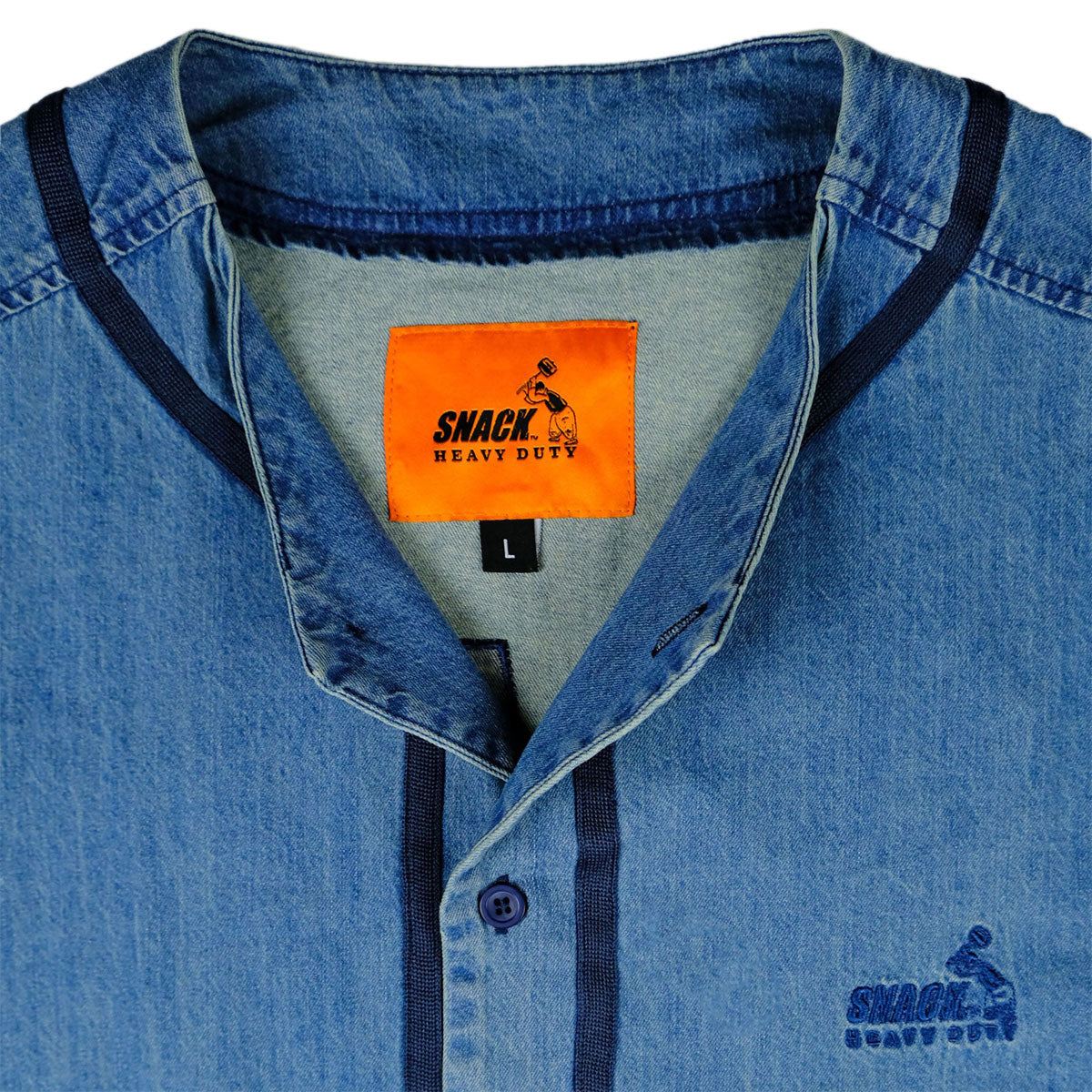 Snack Don’t Ask Baseball Jersey - Denim image 6