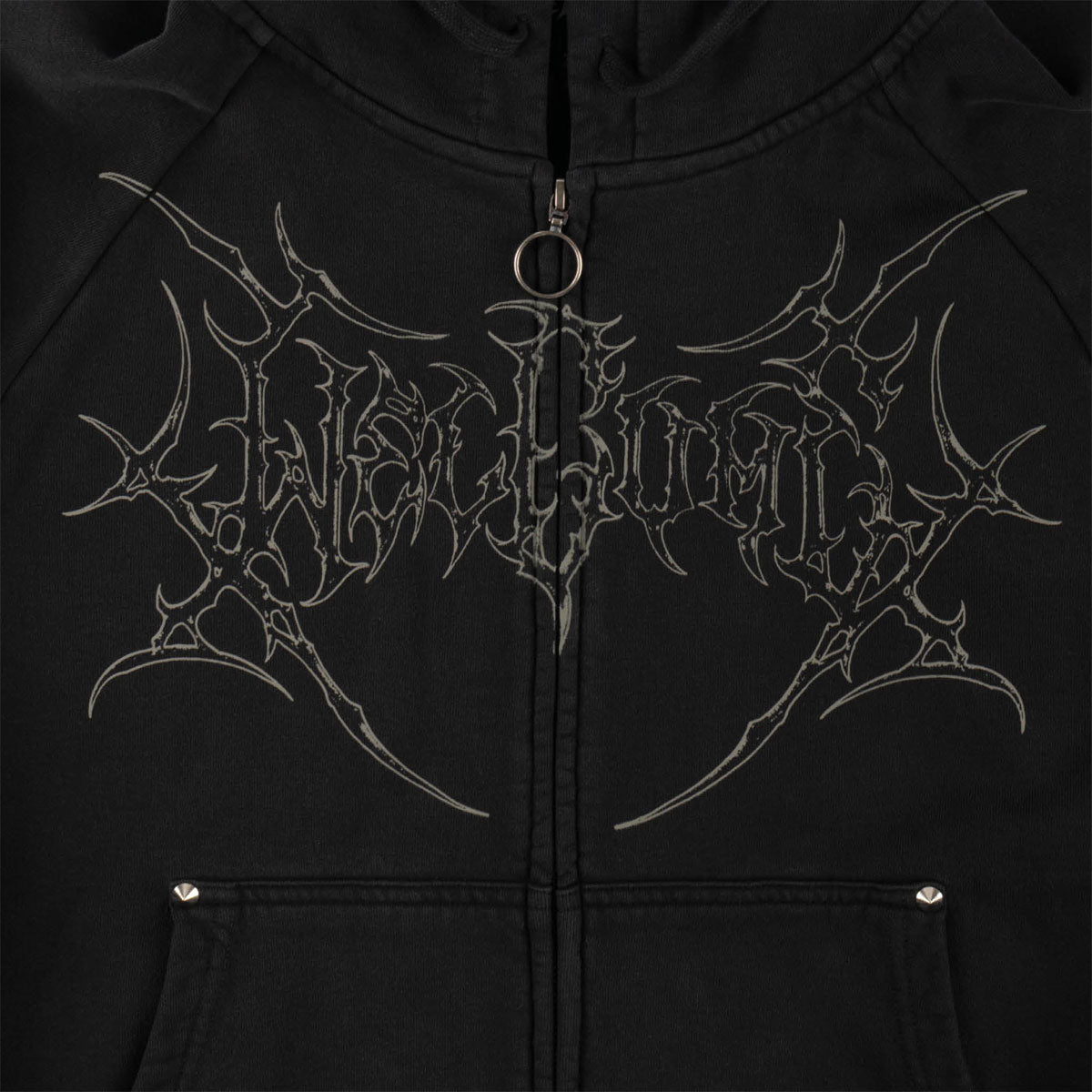 Welcome Grapple Crop Stud Zip Hoodie - Black image 2