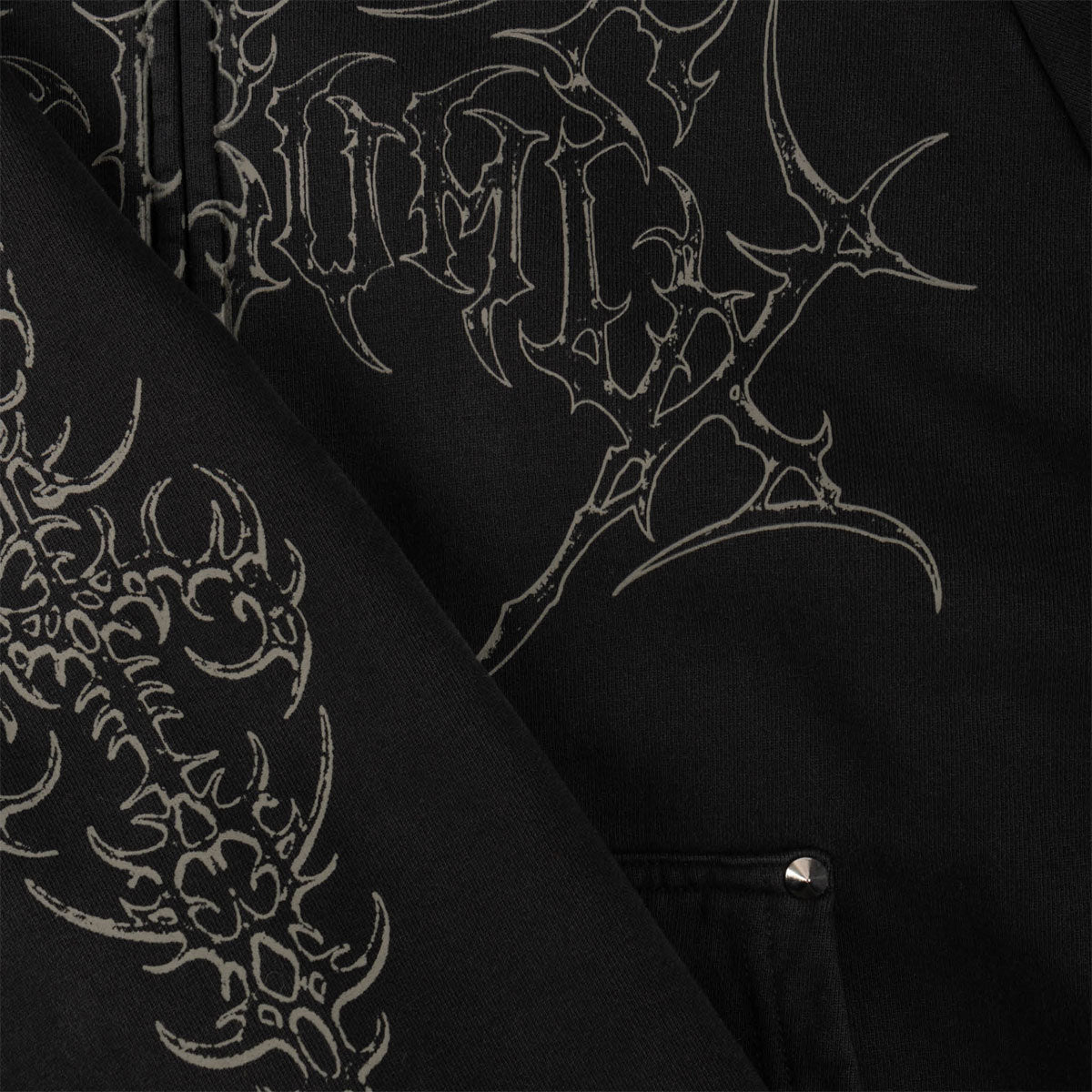 Welcome Grapple Crop Stud Zip Hoodie - Black image 4