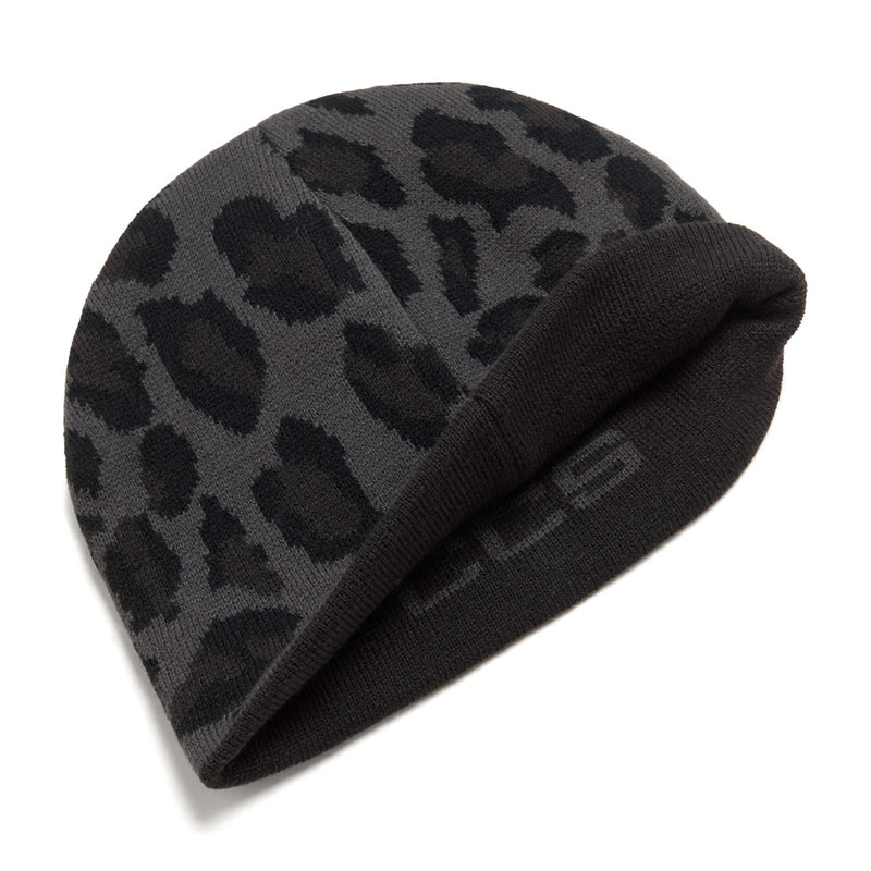 CCS Reversible Leopard Skully Beanie - Charcoal