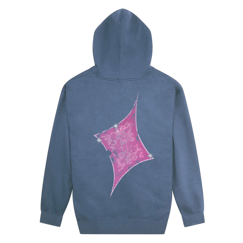 Passport Glint Zip Up Hoodie - Washed Out Blue