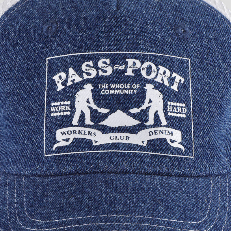 Passport Workers Club Denim Packers Trucker Hat - Washed Dark Indigo