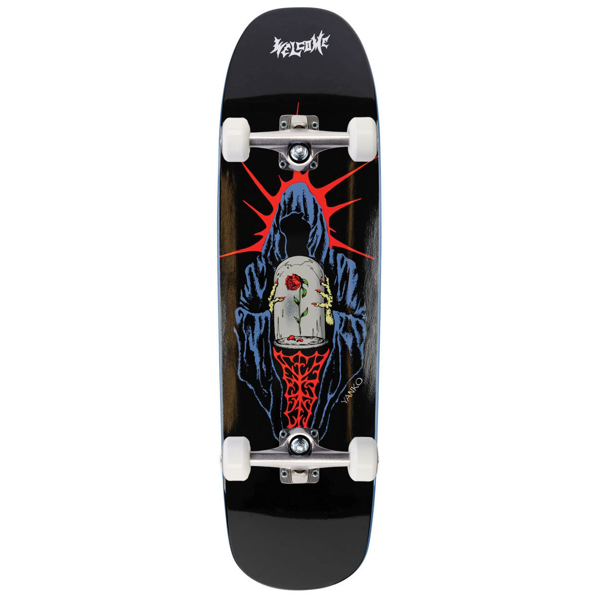 Welcome Wilted Jake Yanko On A Panther Skateboard Complete - Black/Blue Dip - 9.00