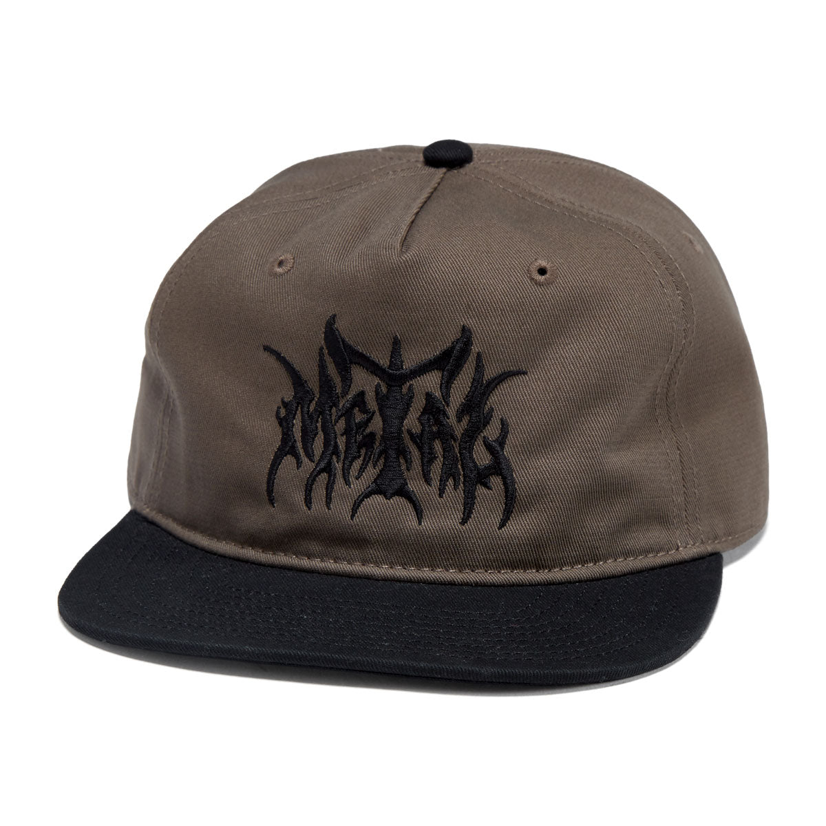 Metal 2 Tone Cotton Snapback Hat - Black/Walnut image 1
