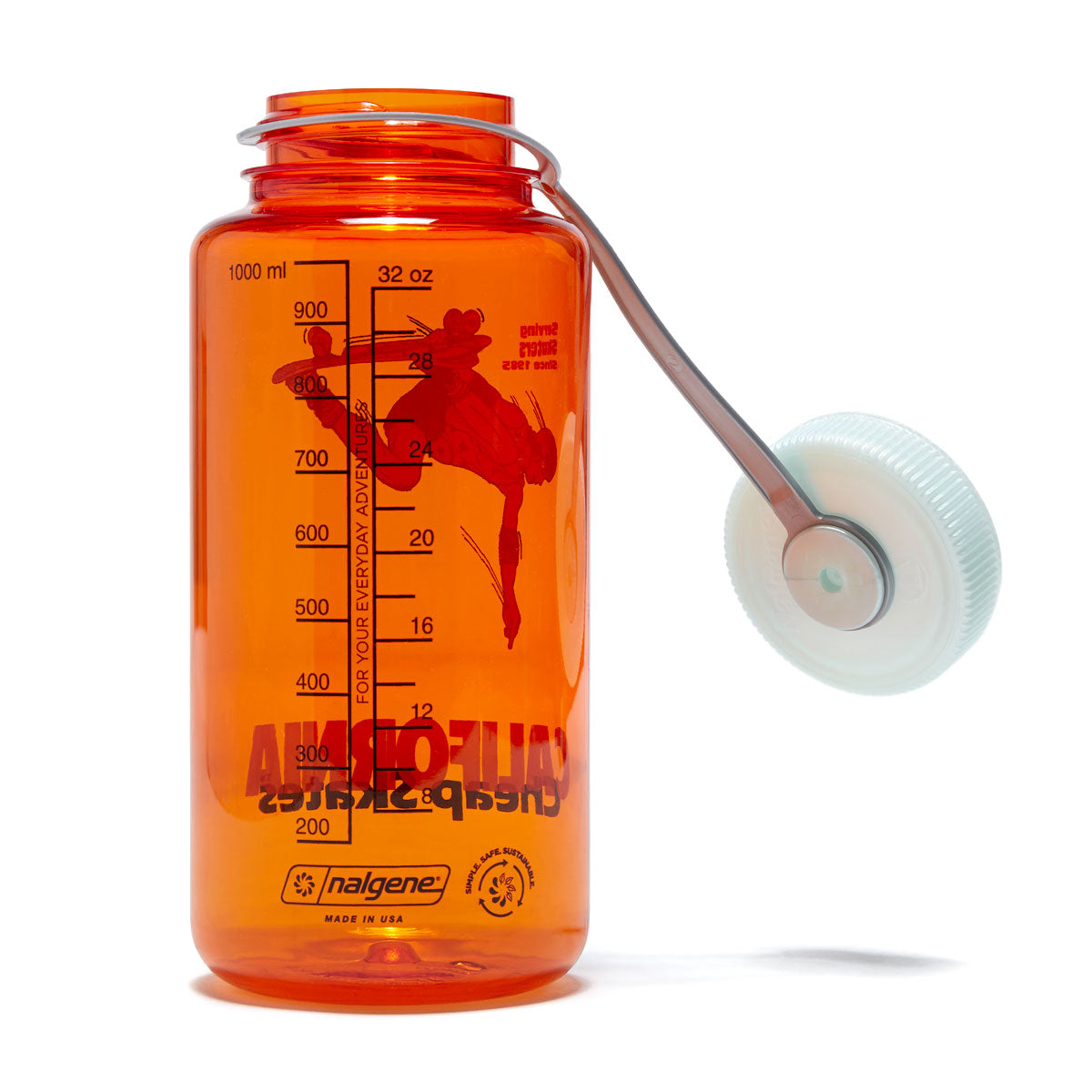 CCS June 1985 Wide Mouth Nalgene Water Bottle - Orange/Platinum - 32oz image 2
