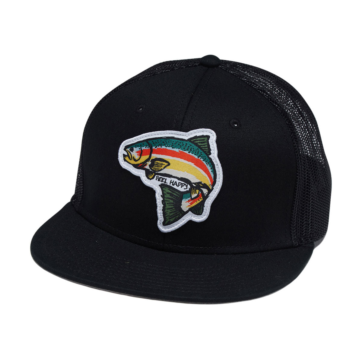 Reel Happy Trout Blender Trucker Hat - Black image 1