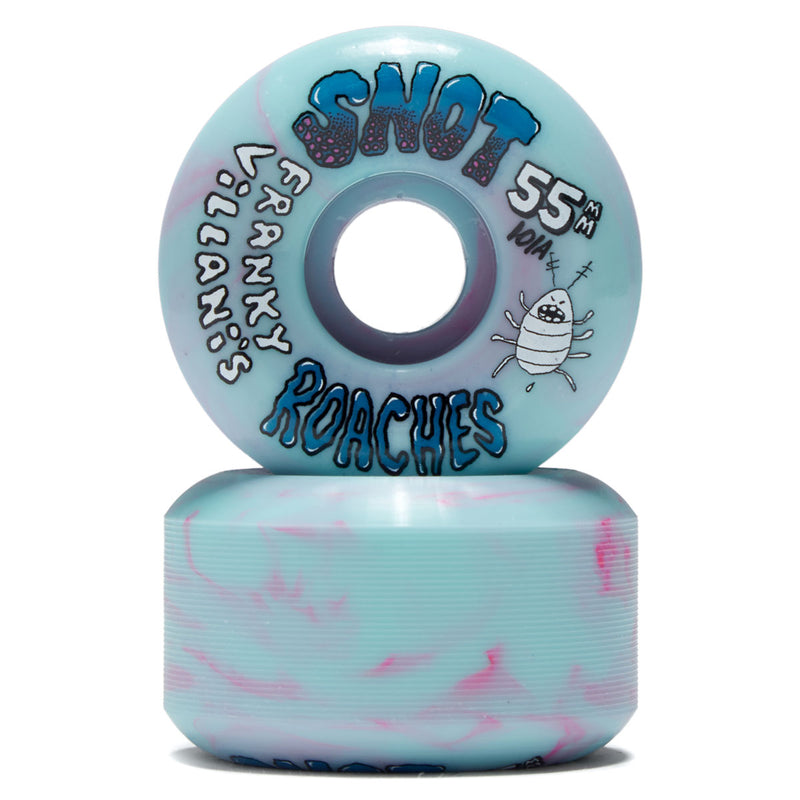 Snot Franky Villani's Roaches Swirl 99a Skateboard Wheels - Pink/Teal - 55mm