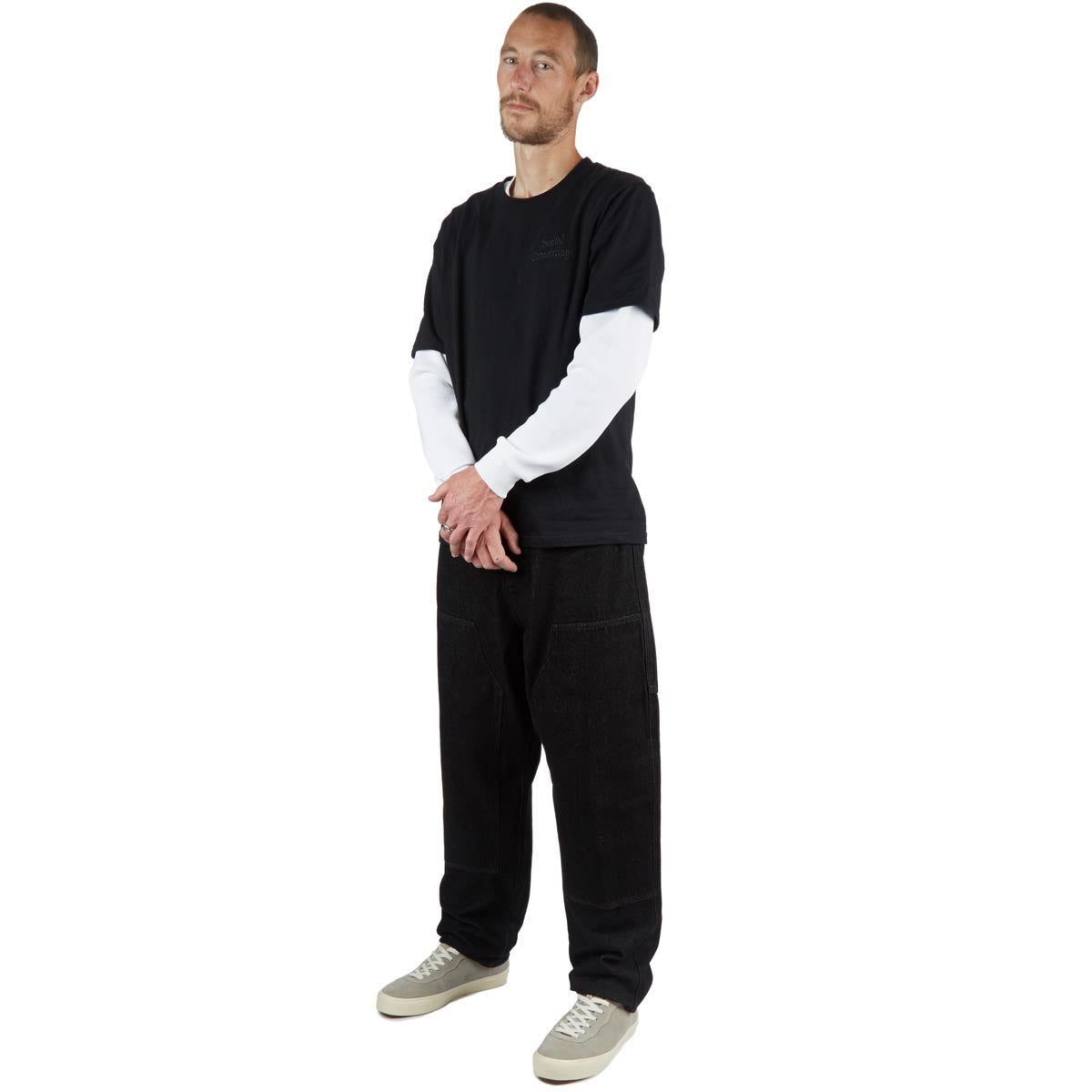 CCS 4x4 Reinforced Baggy Taper Denim Jeans - Black image 4