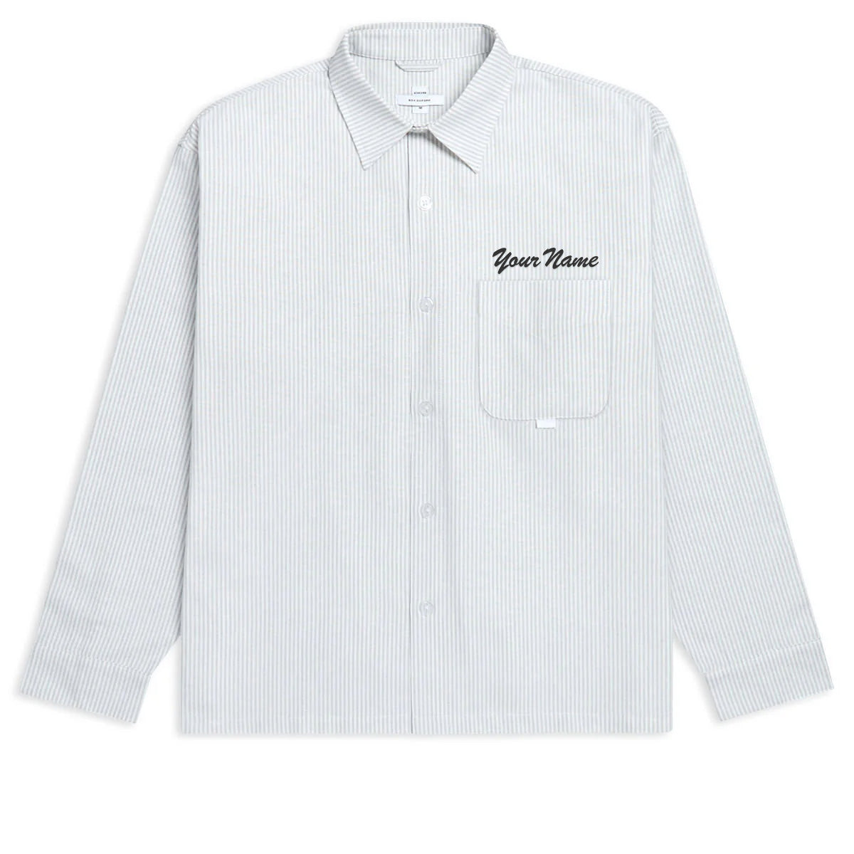 CCS Custom Embroidered Box Oxford Shirt - Grey Stripe - LG image 1