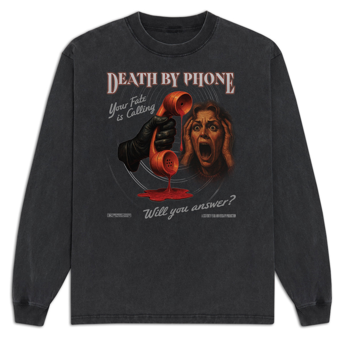 CCS Death by Phone Long Sleeve T-Shirt - Vintage Black image 1