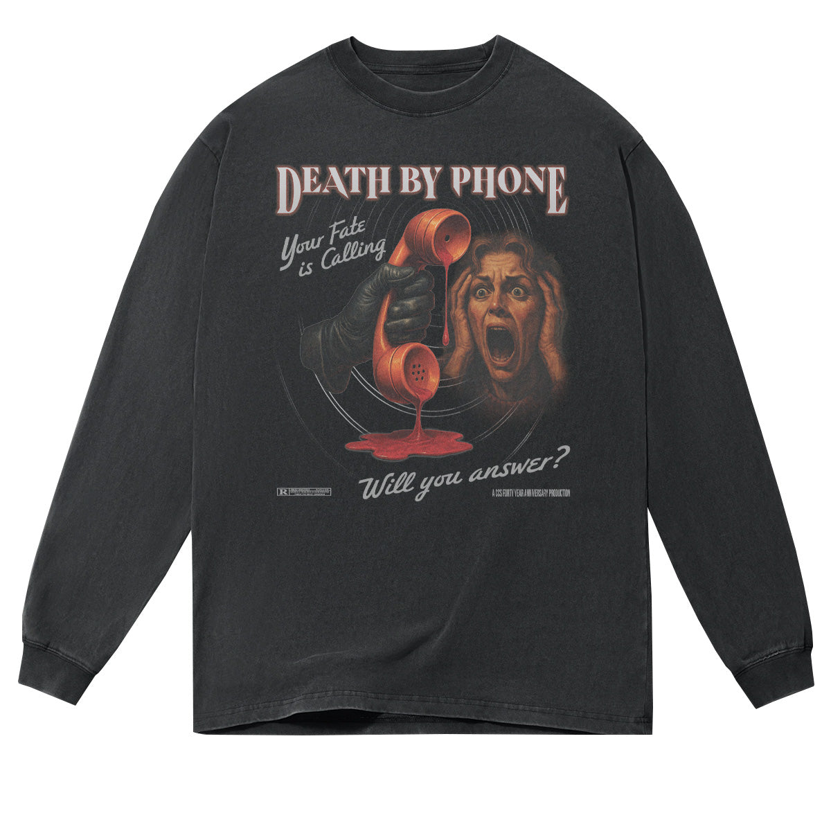 CCS Death by Phone Long Sleeve T-Shirt - Vintage Black image 1