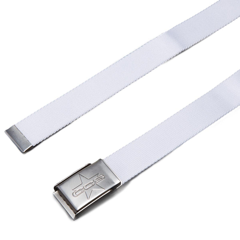 CCS Silver 97 Star Web Belt - White