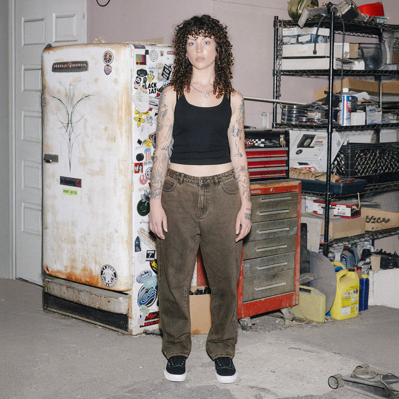 CCS Baggy Taper Denim Jeans - Acid Brown