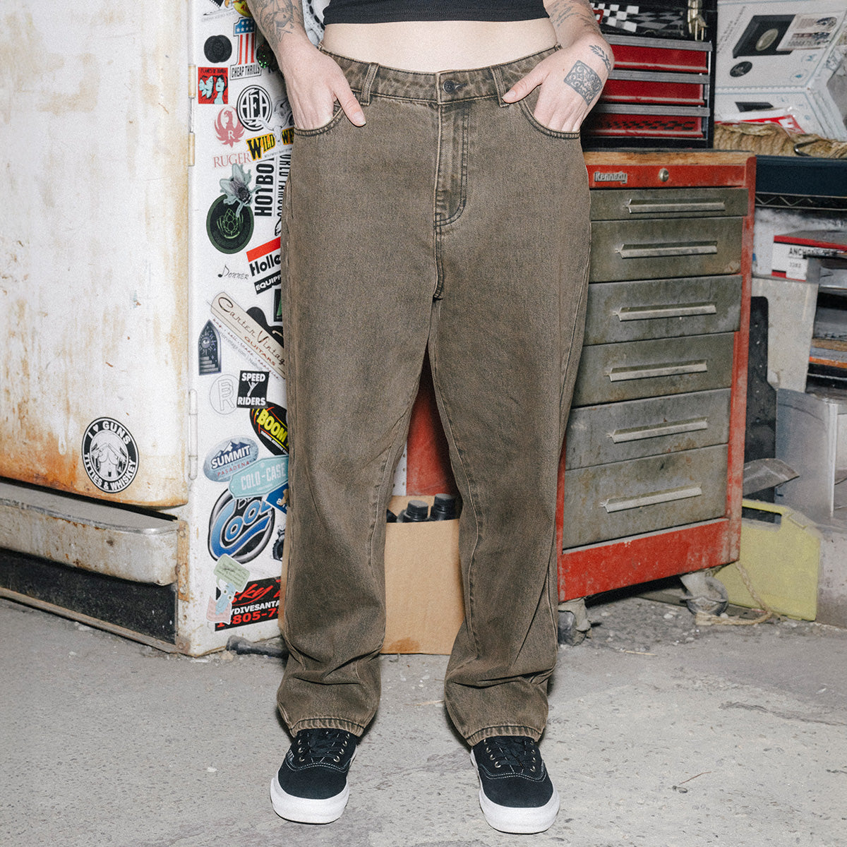 CCS Baggy Taper Denim Jeans - Acid Brown image 3