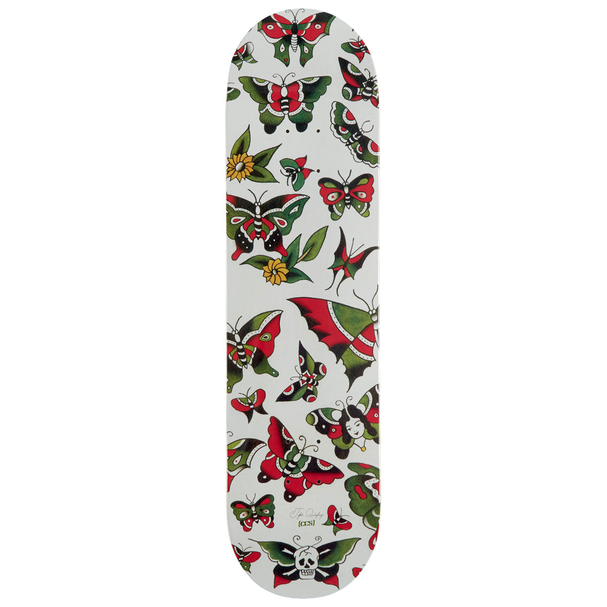 CCS x Tyler Quigley Flash Butterflies Skateboard Deck - White - 8.50