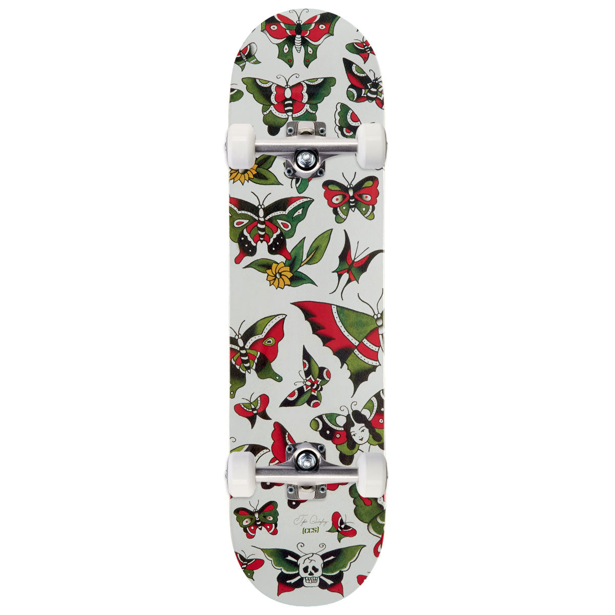 CCS x Tyler Quigley Flash Butterflies Skateboard Complete - White - 8.00