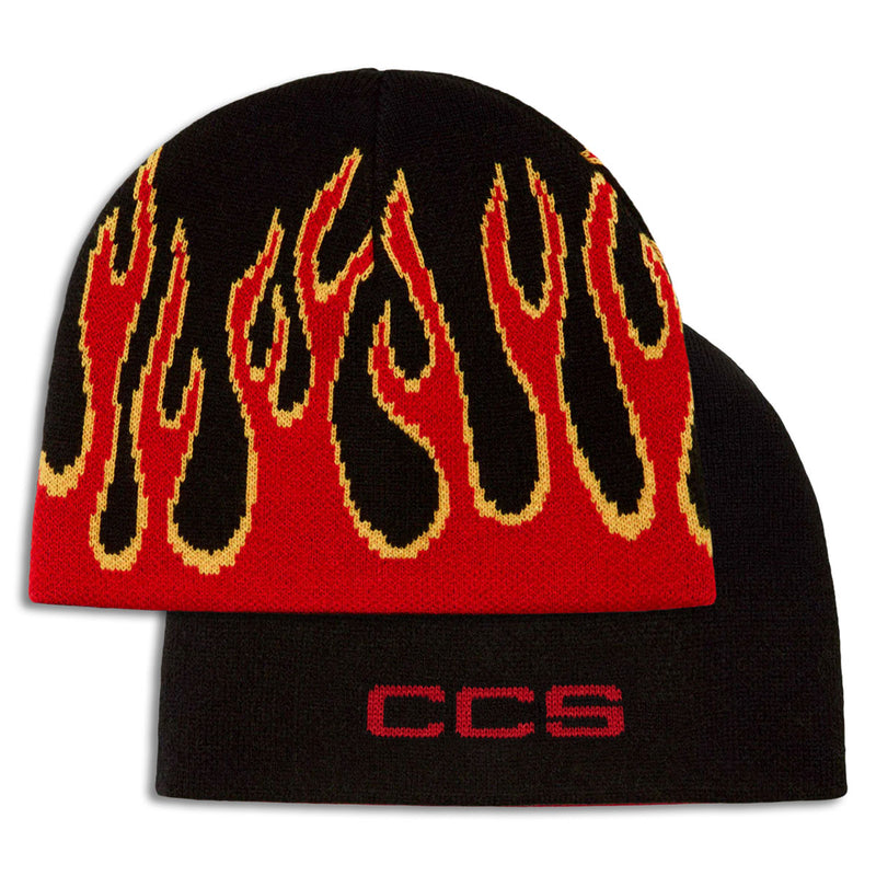 CCS Flames Reversible Skully Beanie - Black/Red