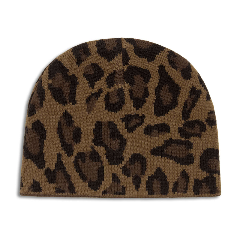 CCS Reversible Leopard Skully Beanie - Brown