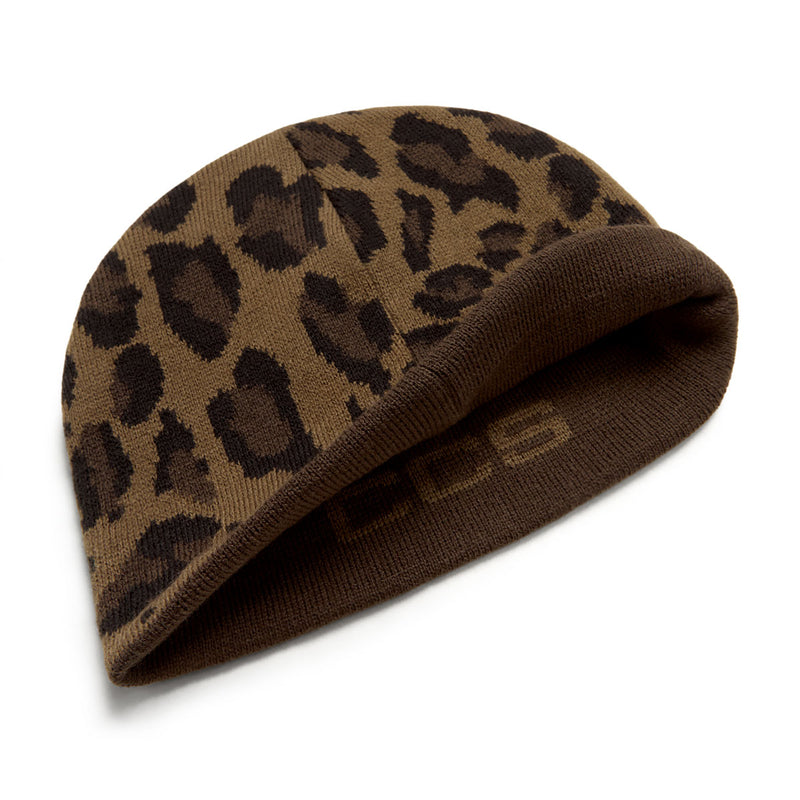 CCS Reversible Leopard Skully Beanie - Brown