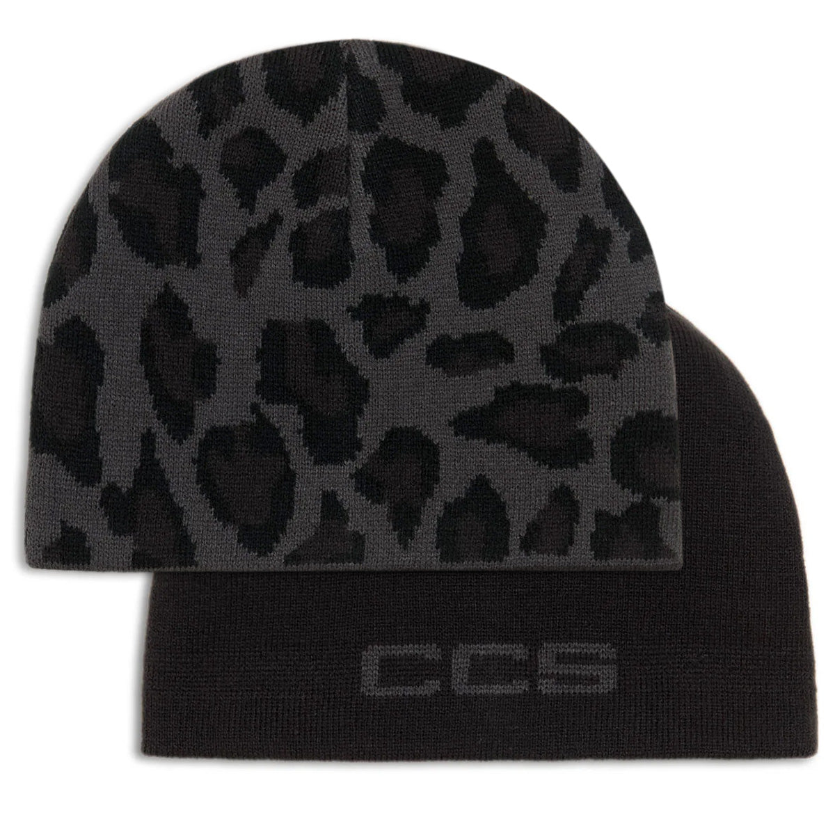 CCS Reversible Leopard Skully Beanie - Charcoal image 1